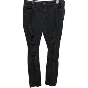Torrid Skinny Jeans Womens Size 12 Black Distressed Stretch Denim Ripped Pants
